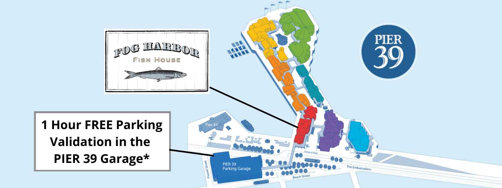 Map showing the original location of Fog City Diner, a San Francisco icon.